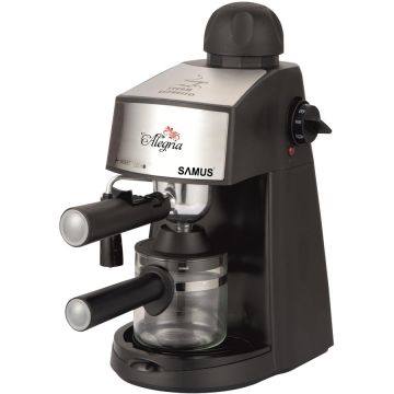 Espressor cafea Alegria Putere 800W Presiune abur 3.5 bari Indicator luminos Filtru inox Negru