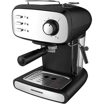 Espressor de cafea Heinner Black Boquette HEM-1100BKX, 850W, 15bar, 1.2L, Negru/Inox