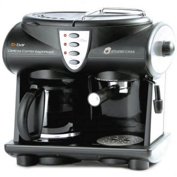 Espressor manual & Cafetiera Studio Casa Delicia Combi, 1850 W, 15 bar, Negru
