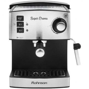 Espressor manual Rohnson R980, 850 W, 1.6 L, 20 bar, Argintiu/Negru