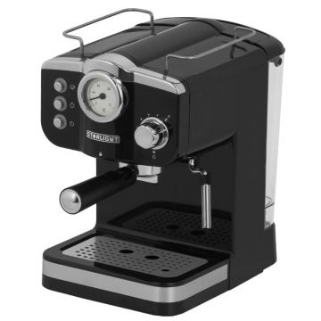 Espressor manual Star-Light EMD-1215RB, 1100W, 1.25 l, 15 Bar, Dispozitiv spumare, Design Retro, Negru