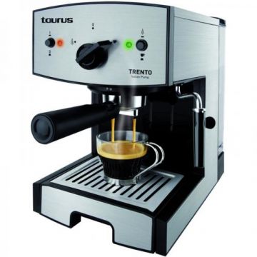 Espressor manual Taurus Trento, 1350W, 1.2l, 15 bari, Inox