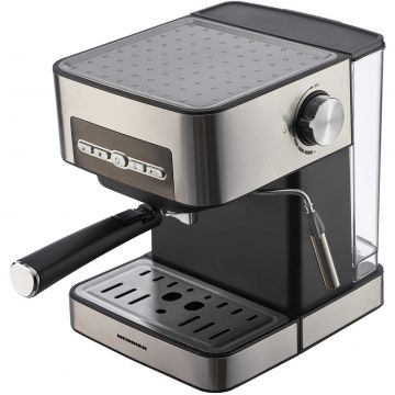 Espressor semi-automat Heinner Bavaresse HEM-B2016SA, 850 W, 1.6 L, 20 bar, Argintiu/Negru