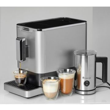 Pachet Espressor Automat DIVA DE LUXE Cafea Boabe 1.1L 1470W 19Bar Inox + Aparat Spumat Lapte