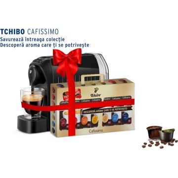 Pachet espressor Tchibo cafissimo easy black+70 capsule classic, 1250 W, 650 ml, Negru