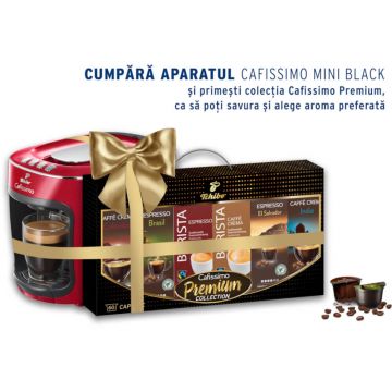 Pachet espressor Tchibo Cafissimo Mini + 60 capsule, 1500 W, 0.65 L, Rosu
