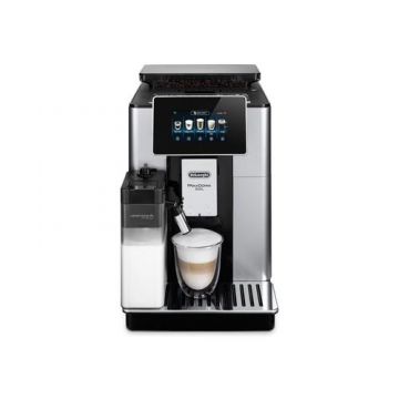 Espressor automat De'Longhi PrimaDonna SOUL ECAM 610.55.SB, Carafa pentru lapte, Sistem LatteCrema, Rasnita cu tehnologie Bean Adapt, Coffee Link App, 1450 W, 19 bar, 2.2 l, Capacitate boabe 500 g (Negru/Argintiu)