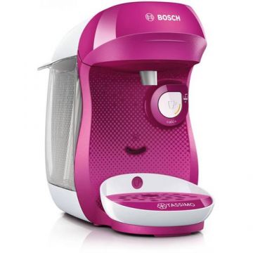 Espressor Bosch Tassimo Happy TAS1001, Putere 1400 W, Capacitate 0.7 l, Capsule, Decalcifiere (Alb/Roz)
