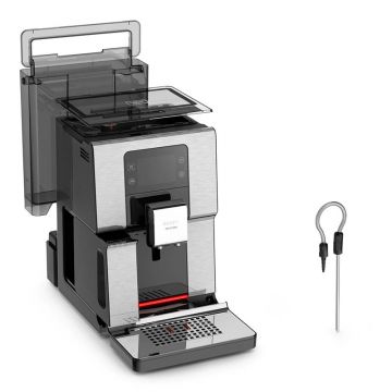 Espressor de cafea Krups automat Intuition Experience EA876D10, 17 retete, 4 profiluri de utilizatori, 4 trepte de tarie a cafelei, Negru/ argintiu, 1550W, 15bar, 3L, Argintiu-Negru