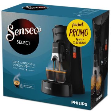 Pachet Promo - Philips Senseo Select CSA230 61 Negru + 5 pungi Senseo CADOU