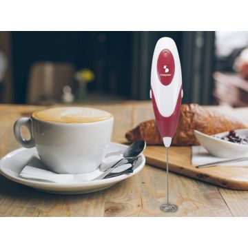 Spumator de lapte 90.349, Beper, ABS/inox, alb/rosu