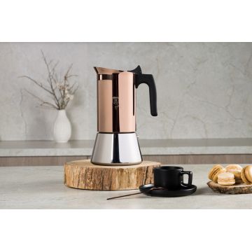 Aparat de cafea Berlinger Haus, Rose Gold, 9 cesti, 450 ml, inox 18/10, roz