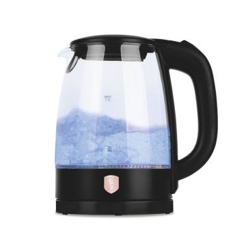 Ceainic electric Berlinger Haus, Black Rose, 1.7 L, sticla borosilicata, negru/transparent