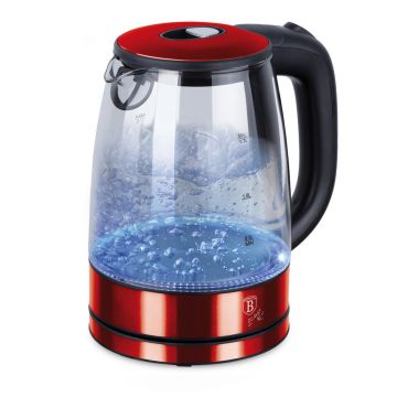Ceainic electric Berlinger Haus, Burgundy, 1.7 L, sticla borosilicata, rosu/transparent
