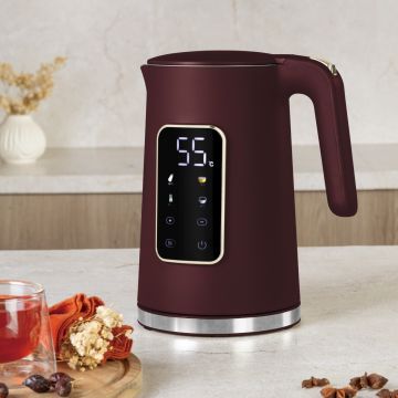 Ceainic electric digital Berlinger Haus, Leonardo, 1.7 L, plastic/inox, visiniu mat