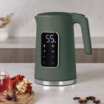 Ceainic electric digital Berlinger Haus, Matte Green, 1.7 L, plastic/inox, verde mat