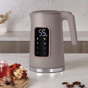 Ceainic electric digital Berlinger Haus, Taupe, 1.7 L, plastic/inox, taupe mat