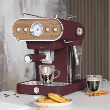 Espressor 3 in 1 Berlinger Haus, Leonardo Nordic, 950W, 23x26.5x30.5 cm, inox, visiniu mat/natur