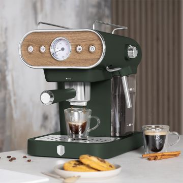 Espressor 3 in 1 Berlinger Haus, Matte Green, 950W, 23x26.5x30.5 cm, inox, verde mat/natur