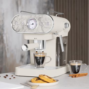 Espressor 3 in 1 Berlinger Haus, Sahara Marble, 950W, 23x26.5x30.5 cm, inox, crem mat/marmura