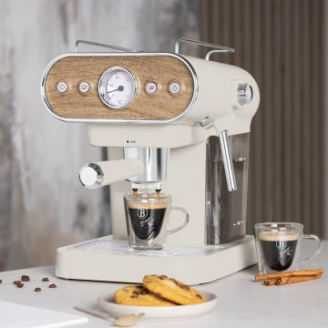 Espressor 3 in 1 Berlinger Haus, Sahara Nordic, 950W, 23x26.5x30.5 cm, inox, crem mat/natur