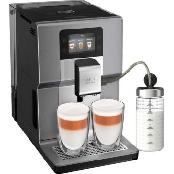 Espressor automat Krups EA 875 E Intuition Preference+, 1450 W, Ecran TFT tactil, Rezervor 3 l, 15 bauturi, 3 Setari temperatura (Negru/Inox)