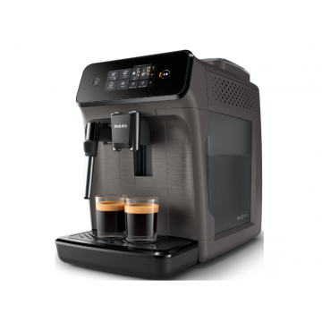 Espressor automat Philips EP1224/00, 1500W, 2 bauturi, sistem clasic de spumare a laptelui, afisaj tactil, rasnita ceramica, filtru Aqua Clean, gri casmir