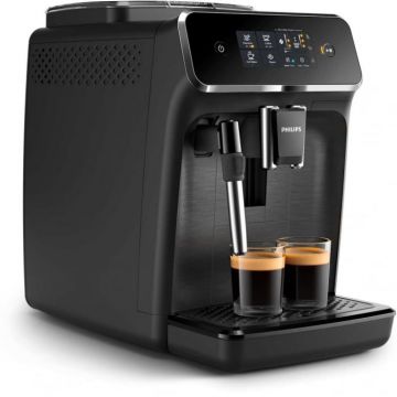 Espressor automat Philips EP2220 10, sistem de spumare a laptelui, 2 bauturi, filtru AquaClean, rasnita ceramica, optiune cafea macinata, Negru