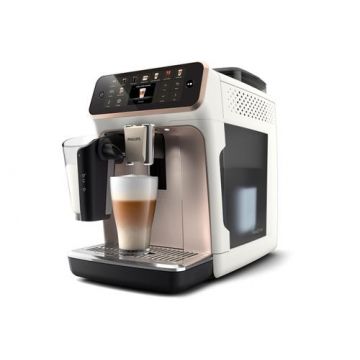 Espressor automat Philips Seria 5500 Latte Go EP5543/80, 20 de bauturi, Rezervor 1.8l, Ecran Tactil TFT, QuickStart, SilentBrew, Rasnita incorporata cu 12 setari (Roz/Alb)