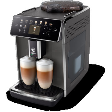 Espressor automat Saeco GranAroma SM6580/10, sistem de lapte Latte Duo, 14 bauturi, 15 bar, ecran TFT color, 4 profiluri utilizator, filtru AquaClean, rasnita ceramica, functie DoubleShot, Gri