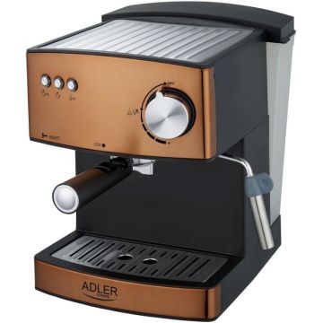 Espressor de cafea Adler AD4404CR, 850W, 15bar, 1.6L, Negru/Maro