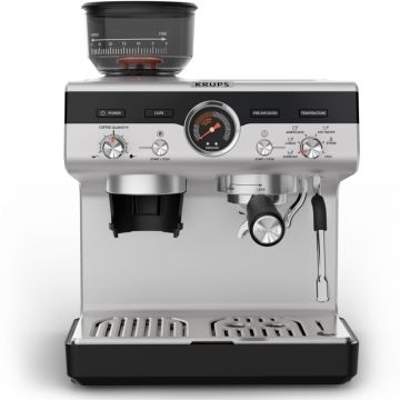 Espressor de cafea Krups manual Precision XP801T10, 1000W, 15bar, Negru/Argintiu