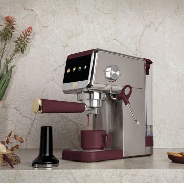 Espressor digital Berlinger Haus, Leonardo, 1350W, inox, argintiu/visiniu