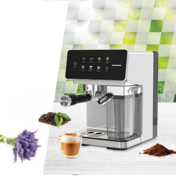 Espressor digital Heinner, 1350W, 20 Bar, 1.6L, crem/negru