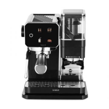Espressor manual Samus Flavour 20, 1350 W, 20 bari, Rasnita integrata 115g, Rezervor 0.9 l, Spumare de inalta presiune (Negru)
