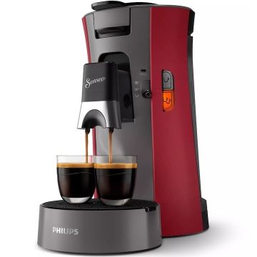 Espressor Philips Senseo Select CSA230/91, Crema Plus, Intensity Plus, 1450 W, capacitate rezervor apa 0.9 l, presiune pompa 1 bar, rosu