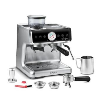 Espressor profesional manual cu rasnita de cafea, Polti Coffea G50S, 2,8l, 1550W,15 bar, pentru espresso si cappuccino (Negru)