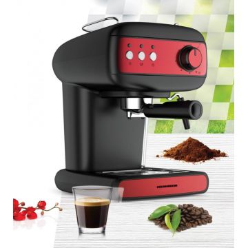 Espressor Red Boquette, Heinner, 850W, 15 Bar, 1.2L, negru/rosu