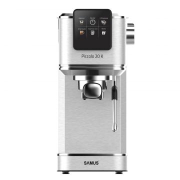 Espressor Samus Piccolo 20 K, 20 Bari, Touch Control, 5 Opțiuni Cafea, Rezervor Ap 1.2 L, 1350 W, Sistem Electronic de Înclzire, Cafea Mcinat sau Capsule, Duz Abur