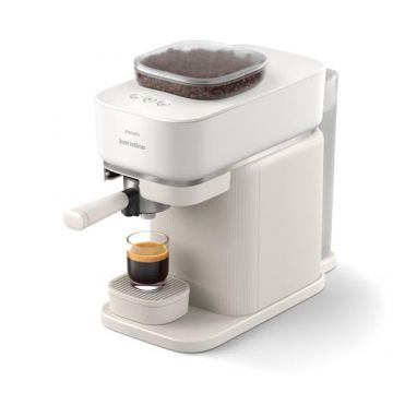 Espressor semi-automat Philips Baristina BAR300/00, 1550 W, Rezervor apa 1.2 l, Rasnita incorporata, Recipient boabe 170 gr, Portafiltru alb (Alb)