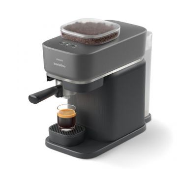 Espressor semi-automat Philips Baristina BAR300/60, 1550 W, Rezervor apa 1.2 l, Rasnita incorporata, Recipient boabe 170 gr, Portafiltru negru (Negru)
